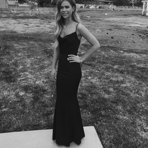 Black cowl neck long dress